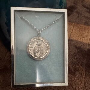 Sterling Silver Religious St. Jude  Pendant Necklace in original box.